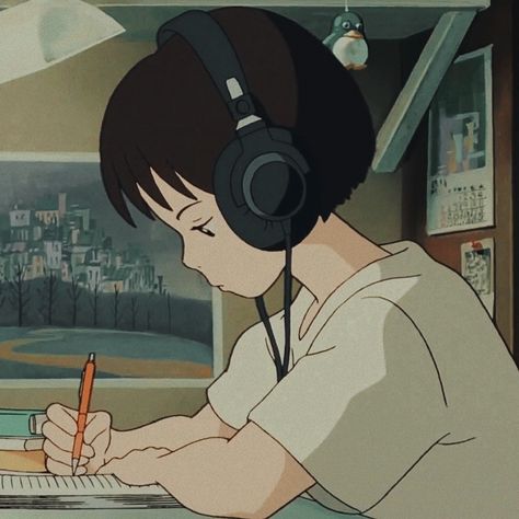 Whisper Of The Heart, Anime Icons, Notebook, Laptop, Desk, Writing, Anime