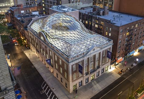 The Manhattan-based architecture firm, BKSK Architects, inserted a glass dome in the likeness of a tortoise on top of Union Square's Tammany Hall. New Architecture, Hip Roof, Brick Facade, Adaptive Reuse, Concrete Structure, Glass Roof, Union Square, Design Jobs, Architecture And Design