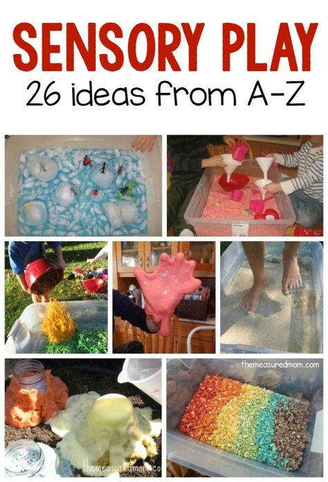 Looking for some fun sensory play ideas?  We've got 26 -- one for each letter of the alphabet! Rice Sensory Play, Sensory Play Ideas, The Measured Mom, Measured Mom, Rainbow Rice, Letter Find, Teaching The Alphabet, Letter Of The Week, Kids Sensory