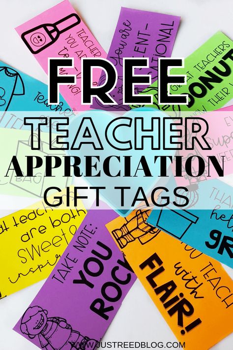 These FREE printable teacher appreciation gift tags are perfect for back to school or Teacher Appreciation Week. Save ink with these ink-friendly designs. Teacher Appreciation Gifts For Staff Free Printables, Staff Appreciation Tags Free Printables, Teacher Appreciation Week Gift Tags, Teacher Appreciation Gift Tags Printable, Free Printable Gift Tags For Teachers, Teacher Appreciation Gifts From Admin, Free Teacher Appreciation Tags, Teacher Appreciation Gift Tags Free, Teacher Appreciation Cricut