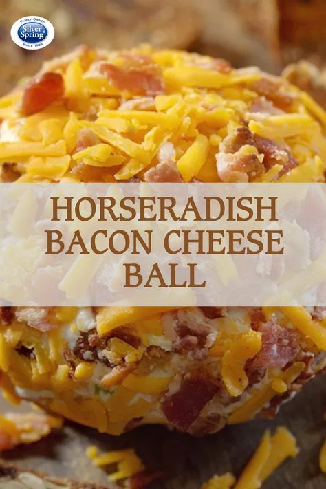 This recipe combines three of our favorite things: Horseradish, bacon, and cheese! A cheese ball is the perfect appetizer for your next tailgate. #football #tailgating #cheese #cheeseball #horseradish #bacon #GiveItZing Horseradish Cheese Ball, Bacon Cheeseball Recipes, Bacon Cheeseball, Cream Cheese Balls Recipe, Bacon Cheese Ball, Horseradish Recipes, Ham Balls, Cheddar Cheese Ball, Cream Cheese Ball