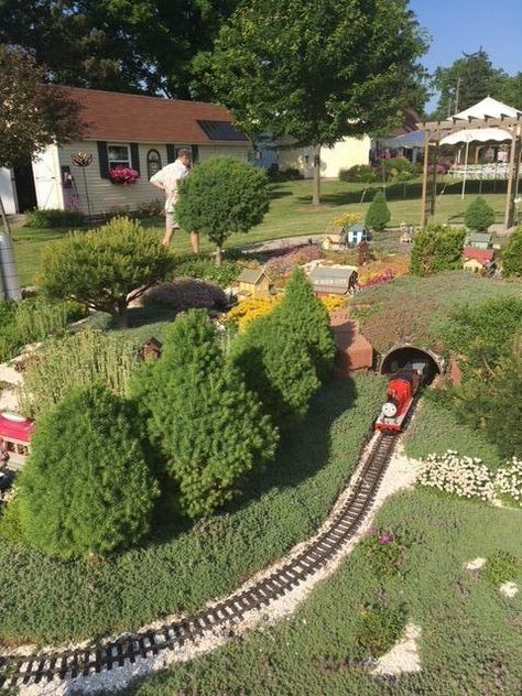 Garden Train, Train Garden, Garden Trains, Rain Barrels, Garden Kids, Garden Railroad, Model Railway Track Plans, Garden Railway, Sensory Garden