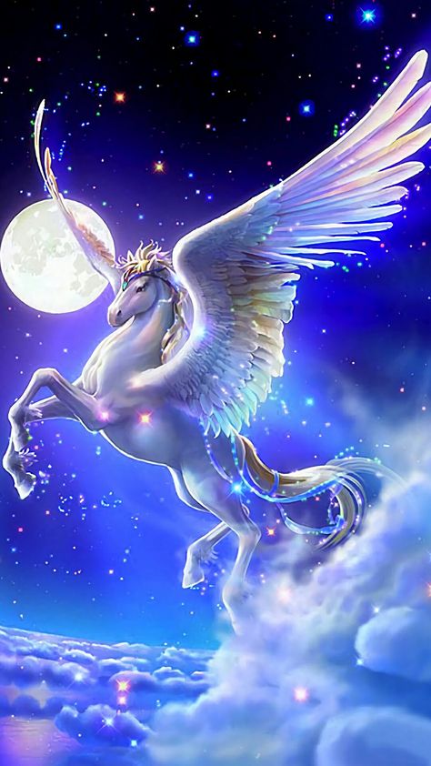 White Unicorn, Night Sky, The Sky, Moon, Wallpapers, Stars, White