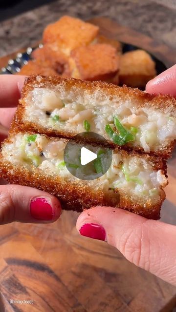 Tasty Tales Haven | Food Page on Instagram: "Shrimp Toast 2 Ways: Elevating your toast game to a whole new level! Get ready for a crunchy, savory journey with a twist!

You’ll need:

-1 lb shrimp, minced 
-1 egg, use the whites only 
-1 tbsp corn starch 
-lots of scallions 
-1 tbsp fish sauce
-1/2 tsp sugar
-1/2 tsp sesame oil
-1 tsp black sesame seeds
.
.
.
📹 & Recipe by: @groovyfoodiess

👉 Follow @tastytaleshaven for daily recipes!

#tastytaleshaven #shrimp #toast #breakfast #shrimptoast #bread #easyrecipes #reels #food #foodstagram #foodlover #recipes #fypage #explorepage #viral" Prawn Toast Recipe, Shrimp Toast Recipe, Sesame Shrimp, Prawn Toast, Asian Soup Recipes, Korean Recipe, Shrimp Toast, Baked Shrimp, Black Sesame Seeds