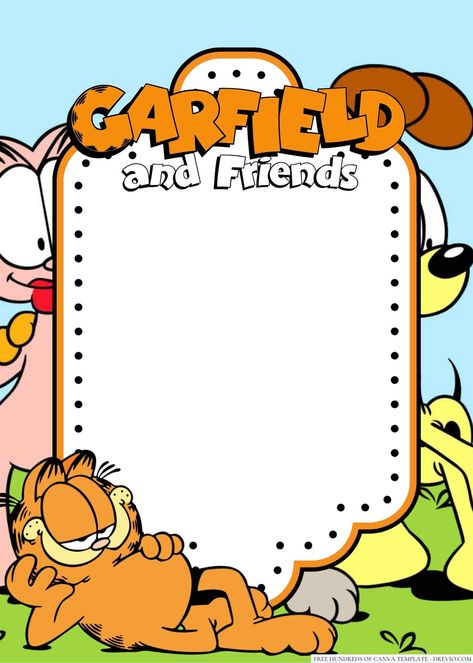 2 | Download Hundreds FREE PRINTABLE Birthday Invitation Templates Media Garfield Birthday Party Ideas, Garfield Banner, Garfield Birthday Party Decoration, Garfield Birthday Invitations, Garfield Poster Vintage, Garfield Birthday, Garfield Cat, Garfield And Odie, Friend Crafts