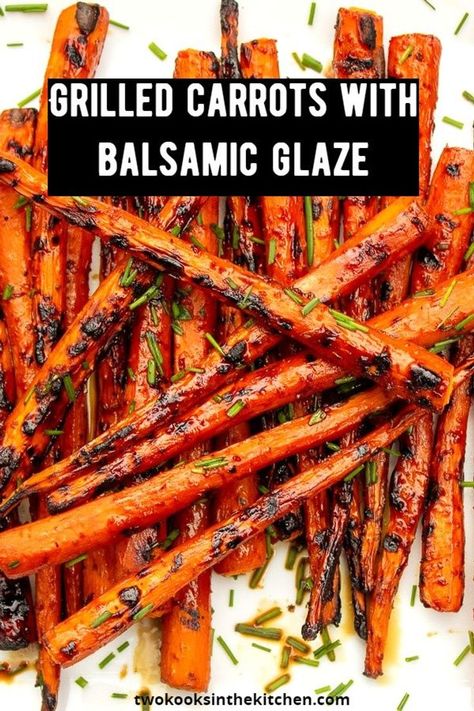 Balsamic Glazed Carrots, Balsamic Carrots, Balsamic Glaze Recipes, Carrots Side Dish, Grilled Vegetable Recipes, Grilled Carrots, Balsamic Reduction, Grilled Veggies, Carrot Recipes