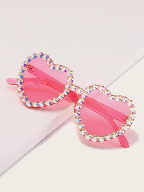 Rhinestone Decor Heart Design Fashion Glasses Pink Heart Jewelry, Coachella 2023, Era Tour, Preppy Accessories, Funky Glasses, Heart Shaped Glasses, Heart Glasses, Party Sunglasses, Shaped Sunglasses