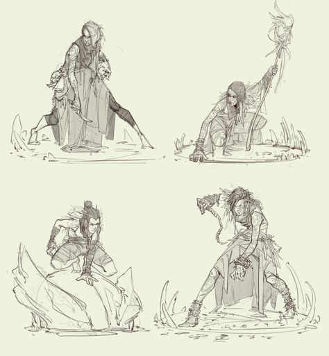 Tribe Character Design, Shaman Concept Art, Tribe Concept Art, Shaman Character Design, Miniature Sketches, Sorcerer Pose Reference, Shaman Drawing, Shaman Art, Poses Manga