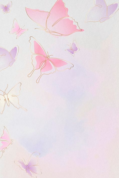 Aesthetic butterfly background, pink border, psd animal illustration | free image by rawpixel.com / Porpla mana Aesthetic Butterfly Background, Iphone Wallpaper Butterfly, Phone Wallpaper Purple, Image Of Butterfly, Baby Shower Background, Aesthetic Butterfly, Butterfly Invitations, Butterfly Birthday Party, Pastel Butterflies