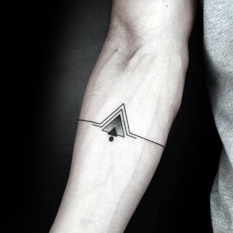 Forearm Band With Triangles Geometric Guys Tattoo Ideas Pyramid Tattoo, Tatuagem Masculina Pequena, Geometric Tattoo Design, Arm Band Tattoo, Cool Small Tattoos, Small Tattoos For Guys, Band Tattoo, Tattoo Life, Arm Tattoos For Guys