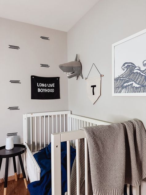 Toddler Boy bedroom shark theme | crib | baby toddler boy room decor | home Follow my shop @stefaniejean_ on the @shop.LTK app to shop this post and get my exclusive app-only content! #liketkit #LTKkids #LTKbaby #LTKhome @shop.ltk https://liketk.it/4ht7x Shark Bedroom, Toddler Boy Bedroom, Toddler Boy Room, Shark Room, Toddler Boy Room Decor, Shark Head, Boy Toddler Bedroom, Boy Room Decor, Big Boy Bedrooms