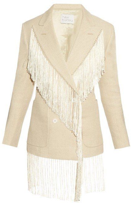 33 Fringe Pieces to Shake Up Your Look This Spring Linen Blazers Women, Diy Jacket, Fringe Jacket, Cotton Blazer, Linen Jacket, White Blazer, Linen Blazer, Blazers For Women, Luxury Designer