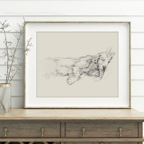 Retriever Drawing, Golden Retriever Drawing, Husky Drawing, Golden Retriever Art, Drawing Dog, Dog Wall Decor, Dog Sketch, Dog Artwork, Gifts For Dog Lovers