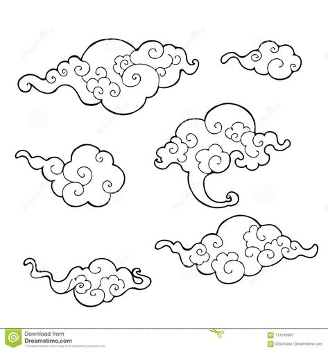 Cloud Ornament, Cloud Tattoo Design, Clip Art Design, Cloud Tattoo, Cloud Art, Cloud Drawing, Clouds Design, Japanese Tattoo Art, Desenho Tattoo