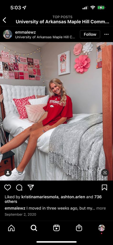 University Of Arkansas Dorm Room, Uark Dorm University Of Arkansas, Arkansas Dorm Room, University Of Arkansas Dorm, College Dorm Room Inspiration, Dream Dorm Room, Dream Dorm, Preppy Stuff, College Stuff