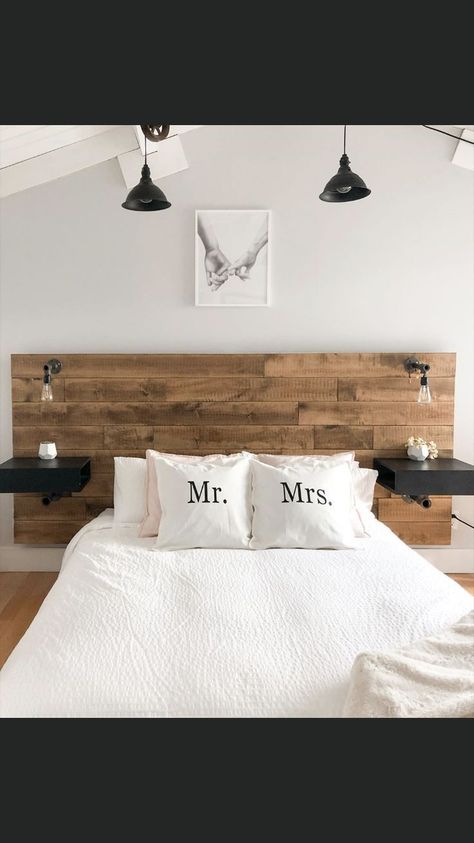 Ever wondered how to achieve that magazine-worthy rustic bedroom look? Learn our tips, from furniture to textures. Excited? Shop everything rustic using our Amazon link. Your dream bedroom is just a click away! Wood Headboard Bedroom, Ideas Bedroom Decoration, Head Board, Barn Board, Bedroom Bed Design, Bedroom Headboard, Bedroom Decorating, Small Room Bedroom, Wallpaper Bedroom