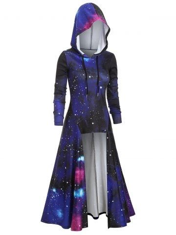 Womens Halloween Costumes Online Sale Cloak Dress, Galaxy Outfit, Galaxy Dress, Cape Cloak, Casual Formal Dresses, Galaxy Fashion, Maxi Tops, Hooded Dress, Galaxy Print