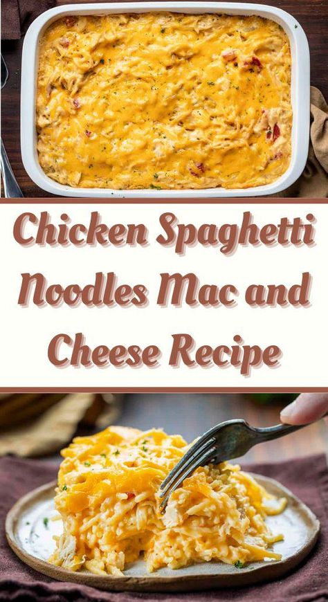 Chicken Spaghetti Noodles Mac and Cheese Recipe - TASTYDONE Noodles Mac And Cheese Recipe, Noodles Mac And Cheese, Spaghetti Mac And Cheese, Mac And Cheese Spaghetti, Recipes With Spaghetti Noodles, Chicken And Tomatoes, Chicken Mac And Cheese, Cheese Spaghetti, Spaghetti Noodles