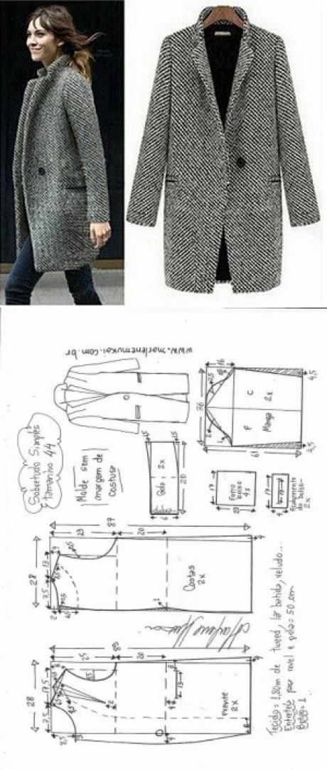 Coat Pola Jaket, Sewing Coat, Sewing Clothes Women, Make Your Own Clothes, Jacket Pattern Sewing, Blouse Pattern Sewing, Clothes Sewing Patterns, Coat Patterns, Fashion Sewing Pattern