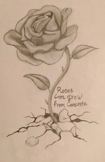 Grow Tattoo, Ground Tattoo, Unique Half Sleeve Tattoos, Concrete Rose, Tattoo Ideas Males, Rose Drawing Tattoo, Flower Growing, Henna Inspired Tattoos, Rose Sketch