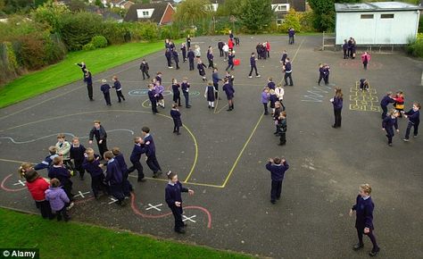 Up to half a million primary school children are being deprived of play space because councils are building classrooms on playgrounds and playing fields to tackle a growing shortage of places Homeschooling Uk, Primary School Playground, Adult Playground, School Field, Playground Games, Child Education, School Playground, Wales Uk, School Building