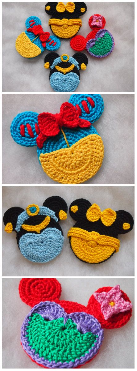 Disney Crochet Applique Patterns, Disney Haken, Disney Applique, Disney Crochet Patterns, Chirstmas Decor, Crochet Disney, Disney Ornaments, Crochet Amigurumi Free Patterns, Crochet Amigurumi Free