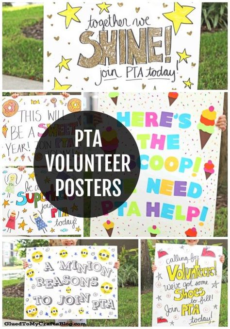 PTA Volunteer Posters Inspiration - Roundup Pta Posters Ideas, Pto Volunteer Recruitment Poster, Join Pta Poster, Join Pta Bulletin Board Ideas, Pto Booth Ideas, Pta Themes For The Year, Pto Poster Board Ideas, Pta Table Display, Pto Membership Drive