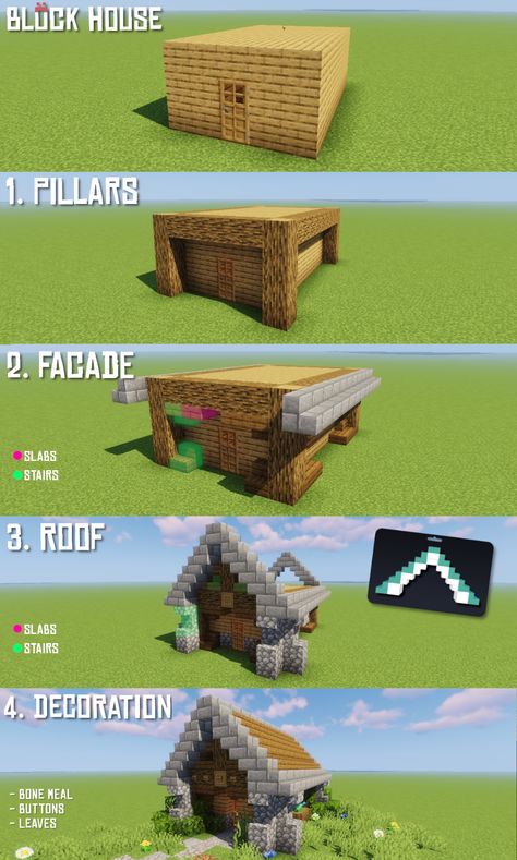 Minecraft Coastal Builds, Cute Minecraft Building Ideas Small, Minecraft Houses Step By Step, Minecraft Houses Simple, Minecraft Houses Modern, Survival Builds, Minecraft Blueprint, Chalet Minecraft, Minecraft Cool