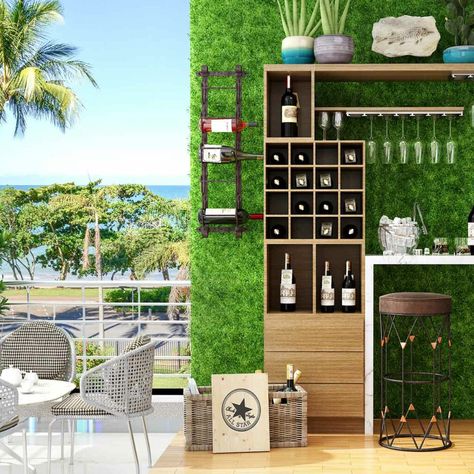 Balcony design for homes with tiny bar counter set up for indian balcony designs Patio Mini Bar, Steel Railing Design For Balcony, Railing Design For Balcony, Modern Glass Railing, Bar Counter Design Home, Mini Balcony, Glass Railing Design, Design For Balcony, Wooden Bar Cabinet