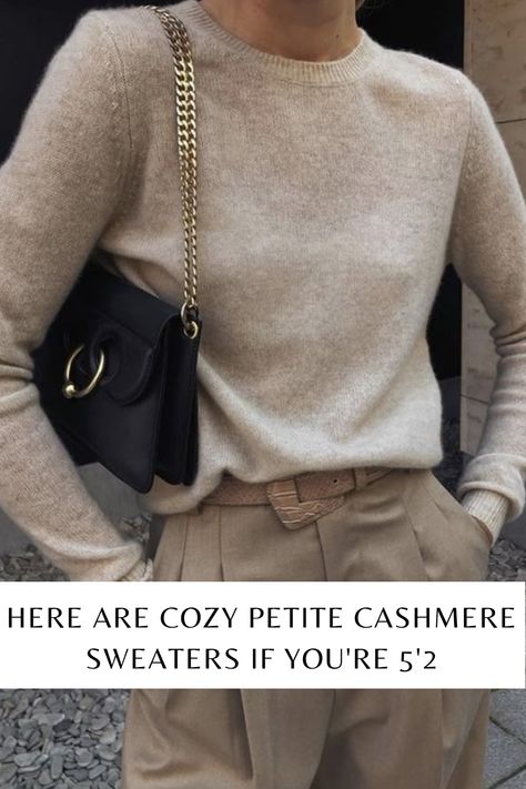 I found some cozy petite cashmere sweaters that are perfect for those who are 5'2! These stylish options provide the luxurious feel of cashmere at reasonable prices, ensuring a flattering fit for petite frames. Click to explore the best picks for your wardrobe! Petite Fashion Over 50, Petite Fashion Outfits, Parisian Style Outfit, Petite Body Types, Chic Parisian Style, Cozy Fall Outfits, Petite Fashion Tips, Petite Pants, Long Crop Top