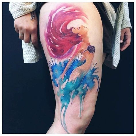 Angel Tattoo For Women, Ariel Tattoo, Watercolor Tattoo Sleeve, Watercolor Anchor, Mermaid Tattoo Designs, Watercolor Tattoos, Arm Band Tattoo, Mermaid Tattoo, Mermaid Tattoos