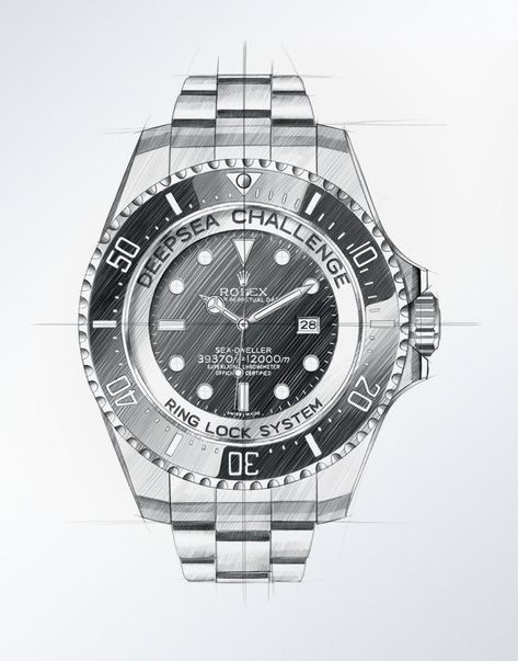 Rolex sketches Watch Blueprint, Watches Illustration, Watch Sketch, Rolex Deepsea, Clock Drawings, Watch Drawing, Diesel Watch, Rolex Sea Dweller, Rolex Date