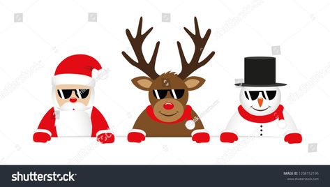 cute reindeer santa claus and snowman cartoon with sunglasses for christmas vector illustration EPS10claus#snowman#santa#cute Cartoon With Sunglasses, Sunglasses Vector, Christmas Vector Illustration, Snowman Cartoon, Penguin Cartoon, Christmas Vector, Cute Reindeer, Business Cards Creative Templates, Business Cards Creative