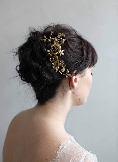 Regal Gold Headpiece For Wedding, Luxury Handmade Gold Headpieces, Fantasy Jewelry Headpieces Floral, Luxury Gold Fantasy Headpieces, Whimsical Gold Wedding Headpiece, Boathouse Wedding, Rose Gardens, Beautiful Haircuts, Bride Headpiece