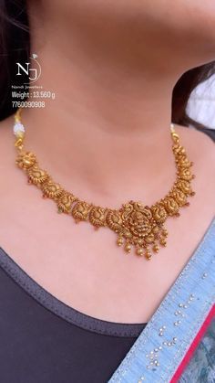 Nagasu Gold Jewellery, 10gms Gold Necklace Designs, 10 Gms Gold Necklace, Full Bridal Jewellery Set, Short Gold Necklace, Simple Necklace Designs, Chain Ideas, Mangalsutra Chain, Gold Temple Jewellery