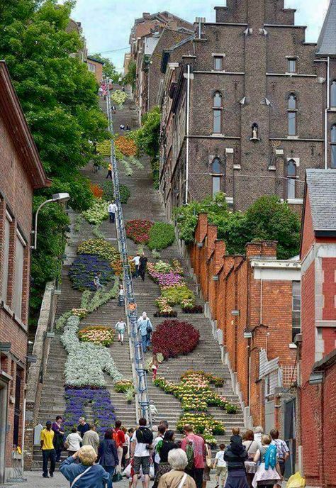 Staircase in Belgium. Amazing Liege Belgium, Vertical Farming, Belgium Travel, Daily Pictures, Stairway To Heaven, Places Around The World, Travel Around The World, Places To See, Places To Travel