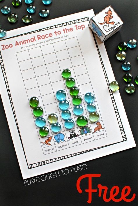 Zoo Animal Race to the Top Counting Game! Fun math activity for preschool or kindergarten. Math Activity For Preschool, Zoo Activities Preschool, Animal Math, Zoo Animals Preschool, Zoo Lessons, Preschool Zoo Theme, Race To The Top, Zoo Preschool, Zoo Crafts