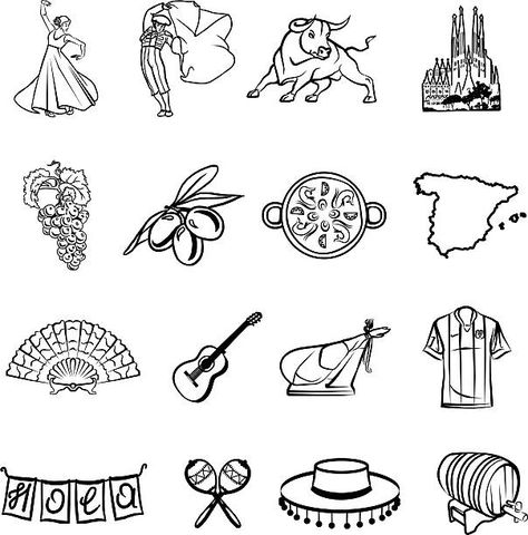 Spain Architecture, Body Makeover, Black Icon, Architecture Tattoo, Food Drawing, Malaga, Cute Tattoos, Icon Set, Constellations