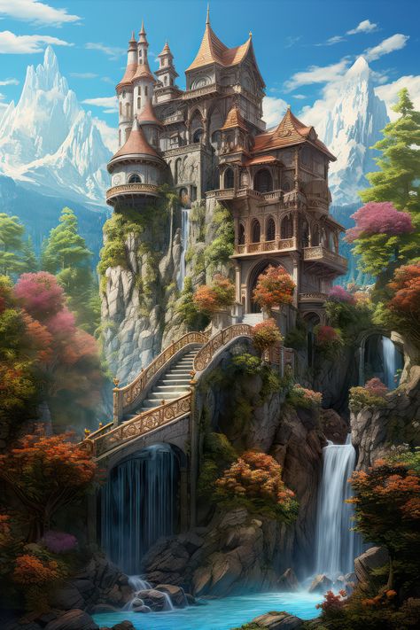 Fairy Tale Aesthetic Wallpaper, Fairy Tale Aesthetic, Peaceful Pictures, Dreamy Pictures, Wonderful Wallpapers, Fantasy Worlds, Full Time Artist, Fantasy Castle, Model Railway