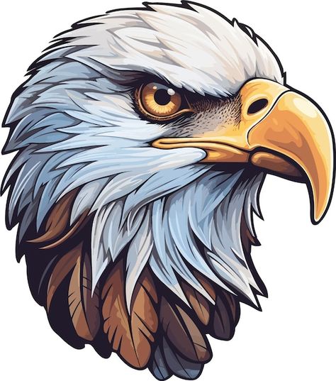 Vector a cartoon image of an eagle head. | Premium Vector #Freepik #vector #eagle #vector-art #haliaeetus #american-eagle Bald Eagle Drawing, Eagle Outline, Cartoon Eagle, Eagle Illustration, Eagle Face, Barn Boards, Eagle Vector, Bike Tank, Eagle Drawing