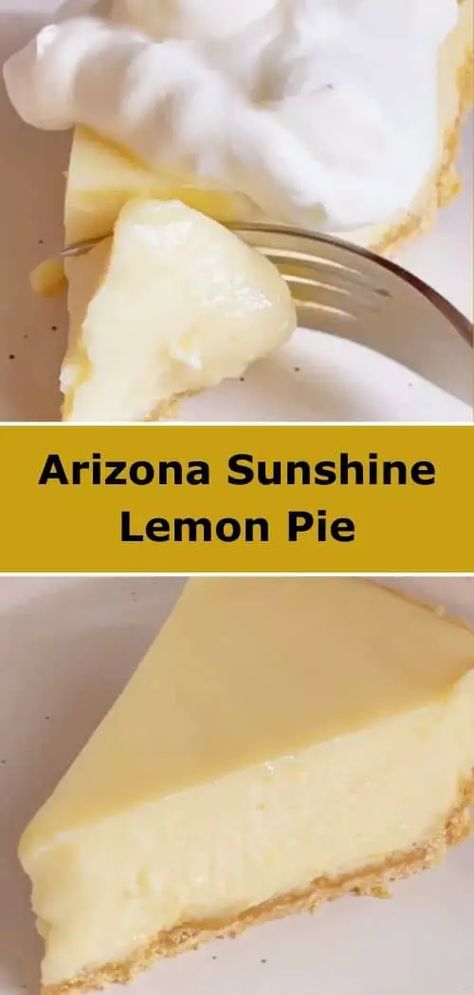 Arizona Sunshine Lemon Pie Sunshine Lemon Pie, Sunshine Pie, Pudding Pie Recipes, Lemon Pie Recipe, Sugar Free Brownies, Lemon Pie Filling, Buttery Pie Crust, Mini Tart Pans, Lemon Muffins