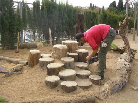 Outdoor Play Space, Outdoor Play Spaces, Play Garden, Dog Playground, Tree Stumps, Kids Outdoor Play, Outdoor Play Area, Children's Garden, Natural Playground