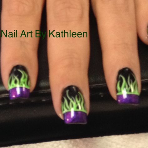 Nail Art Inspired by Grave Digger, Monster Trucks Grave Digger Nails, Monster Truck Nail Designs, Monster Truck Nails, Maleficent Nail Art, Maleficent Nails, Unicorn Nails Designs, Monster Nails, Disney Nail Designs, Cotton Candy Nails