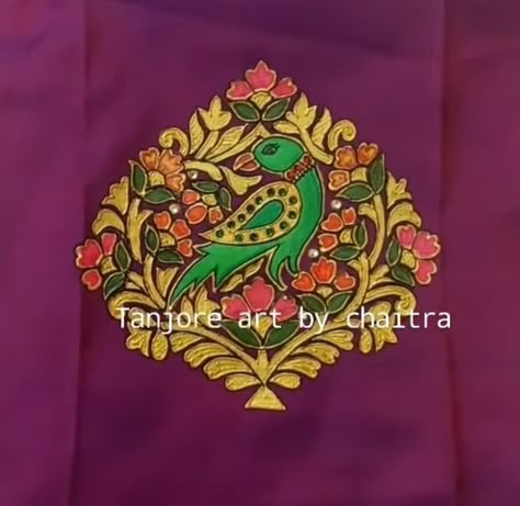 Tanjavur Painting On Blouse, Tanjore Painting On Blouses, Shani Maharaj, Painting On Blouse, Teja Sarees, Blouse Painting, Fabric Colour Painting, Tanjore Art, Monkey Crafts