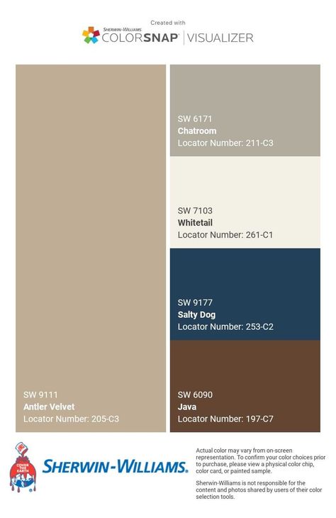 I just created this color palette with the Sherwin-Williams ColorSnap® Visualizer app on my Android phone. What do you think? You can learn more about ColorSnap Visualizer and get it on your phone free by visiting http://getcolorsnap.com. Salty Dog Color Palette, Color Snap Visualizer Sherwin Williams, Color Snap Visualizer, Basement Update, Bathroom Colours, Beachy Farmhouse, Kitchen Colour Combination, Coastal Beach House, Wall Lights Living Room