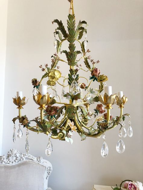 Floral Chandelier, Dream Room Inspiration, Gold Chandelier, Dream House Interior, Cute Room Decor, Dream Decor, Dream House Decor, Aesthetic Room Decor, My New Room