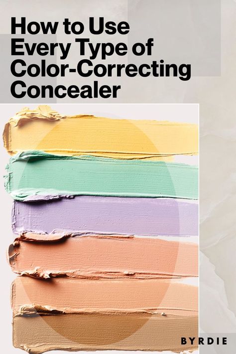 Colour Correcting Makeup, Purple Concealer, Color Correction Makeup Tutorials, Concealer Guide, Color Correcting Guide, Color Correct Dark Circles, Green Color Corrector, Makeup Color Corrector, Color Correcting Palette