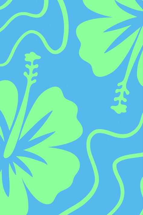 Blue Hawaiian Aesthetic, Tropical Flower Print, Kombucha Illustration, Blue And Green Aesthetic Wallpaper, Hawaiian Wallpaper Iphone, Hawaii Flowers Wallpaper, Hawaiian Flower Wallpaper, Summer Prints Pattern, Green And Blue Aesthetic