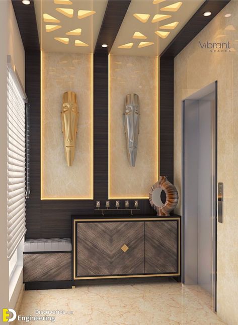 Flat Entrance Lobby Design, Lobby Design Residential, Flat Entrance Design, Entrance Lobby Design, Foyer Console, House Main Door Design, Lobby Interior Design, Entrance Lobby, Shoes Rack