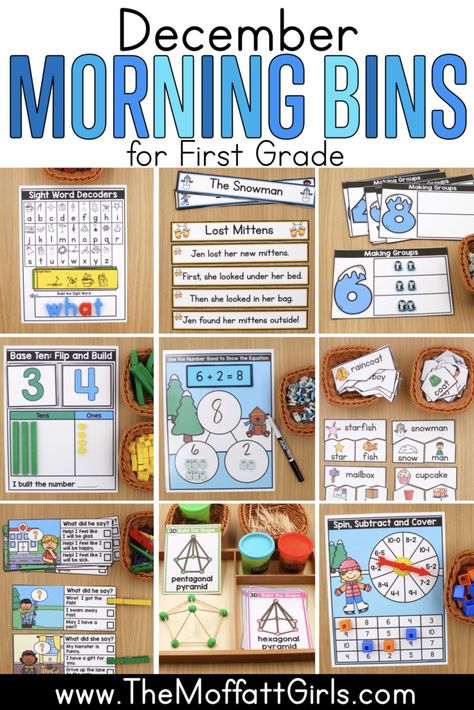 First Grade Morning Bins, Morning Bins First Grade, Tree Activities, December First, Homeschool Christmas, Stem Bins, Morning Bins, Table Activities, Counting By 10